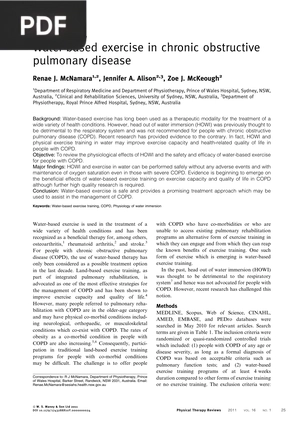 Water-based exercise in chronic obstructive pulmonary disease (Article)
