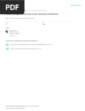 Ozone Therapy - A Milestone in the Treatment of Ailments (Articulo)