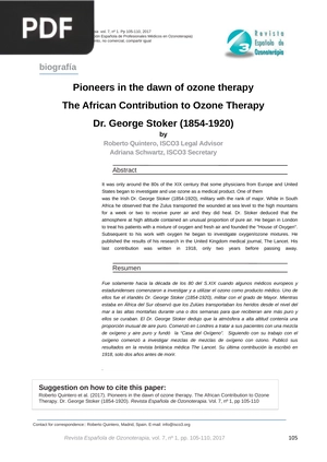 Pioneers in the dawn of ozone therapy - The African Contribution to Ozone Therapy - Dr. George Stoker (1854-1920) (Article)