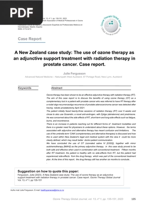 A New Zealand case study - The use of ozone therapy as an adjunctive support treatment with radiation therapy in prostate cancer. Case report.