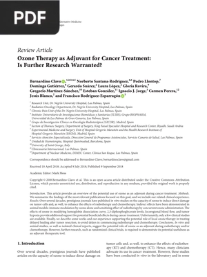 Ozone Therapy as Adjuvant for Cancer Treatment - Is Further Research Warranted