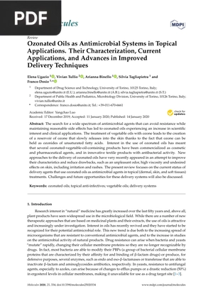 Ozonated Oils as Antimicrobial Systems in Topical Applications. Their Characterization, Current Applications, and Advances in Improved Delivery Techniques