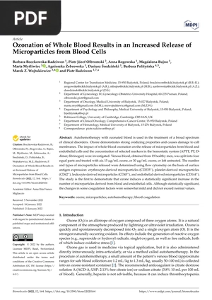 Ozonation of Whole Blood Results in an Increased Release of Microparticles from Blood Cells