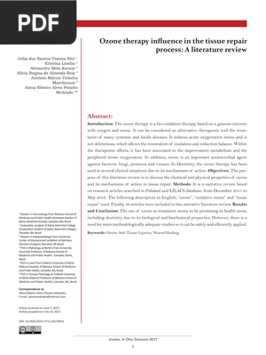 Ozone therapy influence in the tissue repair process - A literature review (Article)