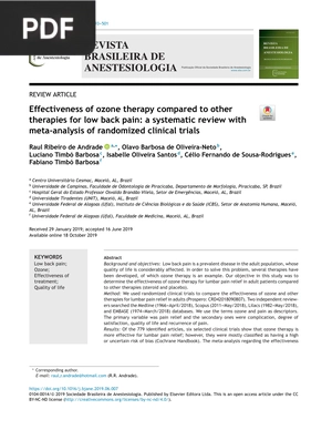Effectiveness of ozone therapy compared to other therapies for low back pain (Article)