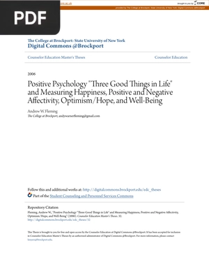 Positive Psychology Three Good Things in Life