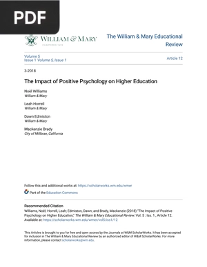 The Impact of Positive Psychology on Higher Education