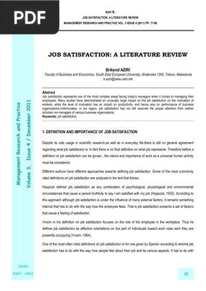 Job satisfaction - a literature review