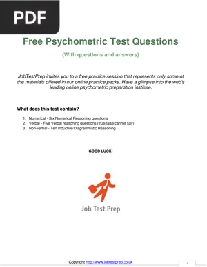 Free Psychometric Test Questions