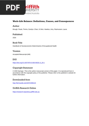 Work–Life Balance - Definitions, Causes, and Consequences