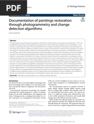 Documentation of paintings restoration through photogrammetry and change detection algorithms