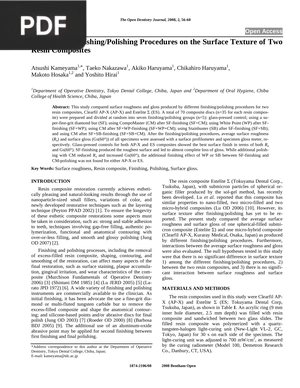 Influence of Finishing/Polishing Procedures on the Surface Texture of Two Resin Composites (Article)