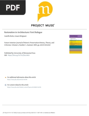 Restoration in Architecture - First Dialogue