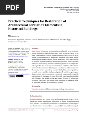 Practical Techniques for Restoration of Architectural Formation Elements in Historical Buildings