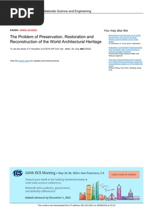 The Problem of Preservation, Restoration and Reconstruction of the World Architectural Heritage