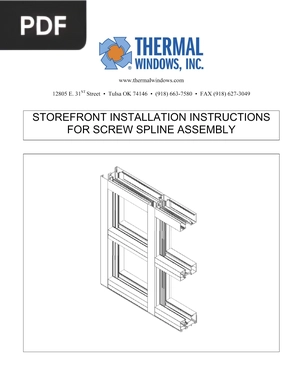 Storefront installation instructions for screw spline assembly