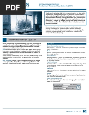 Installation Instructions for Aluminum Windows without Nailing Fin (JII031)