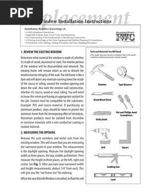 Replacement. Retrofit Window installation instruction