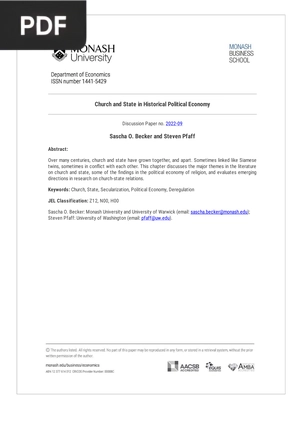 Church and State in Historical Political Economy