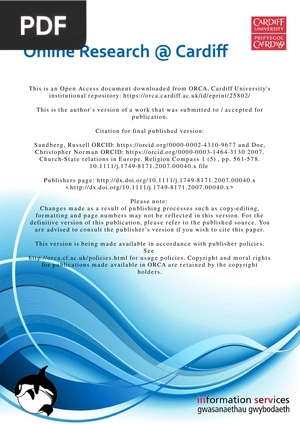 Church – State Relations in Europe