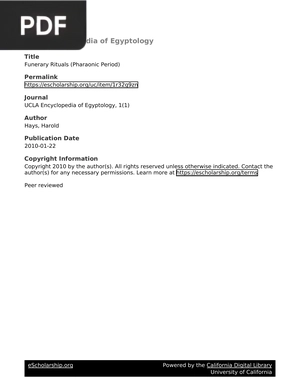 Funerary Rituals (Pharaonic Period)