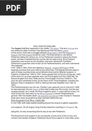 Civil War Of England (Article)