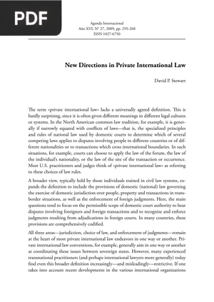New Directions in Private International Law