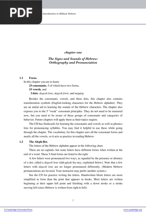 The Signs and Sounds of Hebrew - Orthography and Pronunciation (Article)