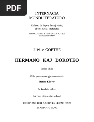 Hermano kaj Doroteo: Eposo idilia (Hermann and Dorothea)