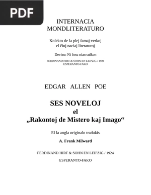 Ses noveloj el Rakontoj de mistero kaj imago (Tales of Mystery and Imagination)