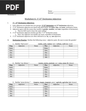 1st 2nd Declension Adjectives