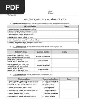Noun Verb Adjective Practice