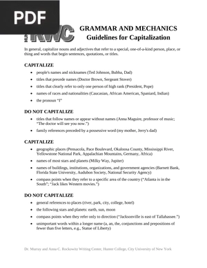Guidelines for Capitalization