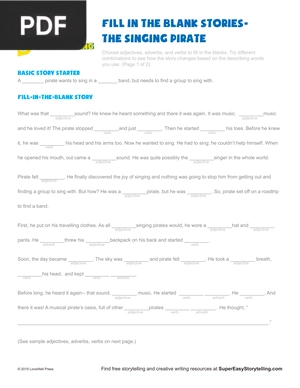 Fill in the blank stories - The Singing Pirate