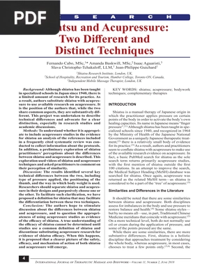 Shiatsu and Acupressure:Two Different and Distinct Techniques