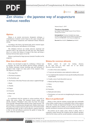 Zen shiatsu - the japanese way of acupuncture without needles