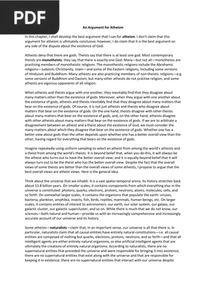 An Argument for Atheism