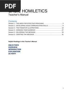 Basic Homiletics. Teacher’s Manual