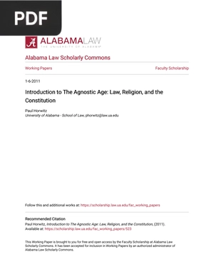 Introduction to The Agnostic Age: Law, Religion, and the Constitution