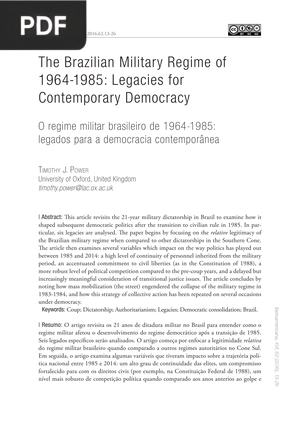 The Brazilian Military Regime of 1964-1985: Legacies for Contemporary Democracy