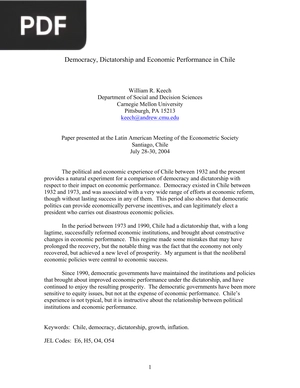 Democracy, Dictatorship and Economic Performance in Chile