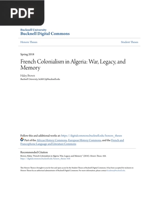 French Colonialism in Algeria: War, Legacy, and Memory