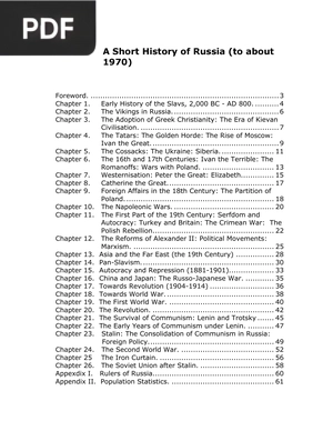 A Short History of Russia (to about 1970)