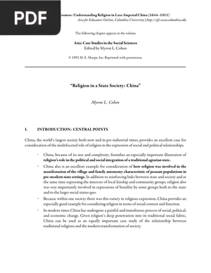 Religion in a State Society: China