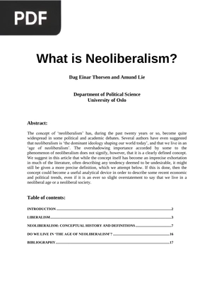 What is Neoliberalism?