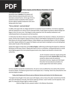 Emiliano Zapata and the Mexican Revolution of 1910