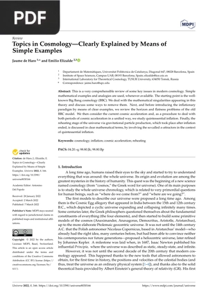 Topics in Cosmology. Clearly Explained by Means of Simple Examples