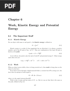Work, Kinetic Energy and Potential Energy