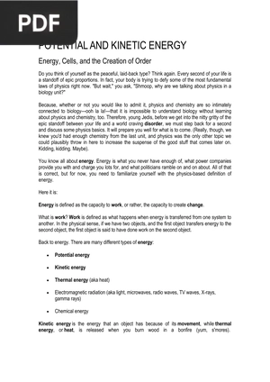 Potential and Kinetic Energy