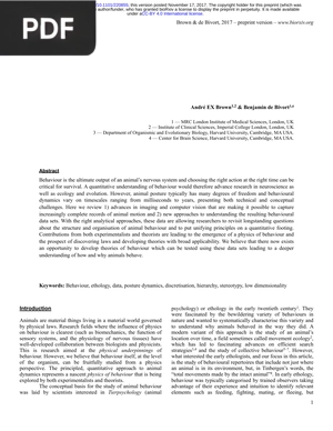 The study of animal behaviour as a physical science